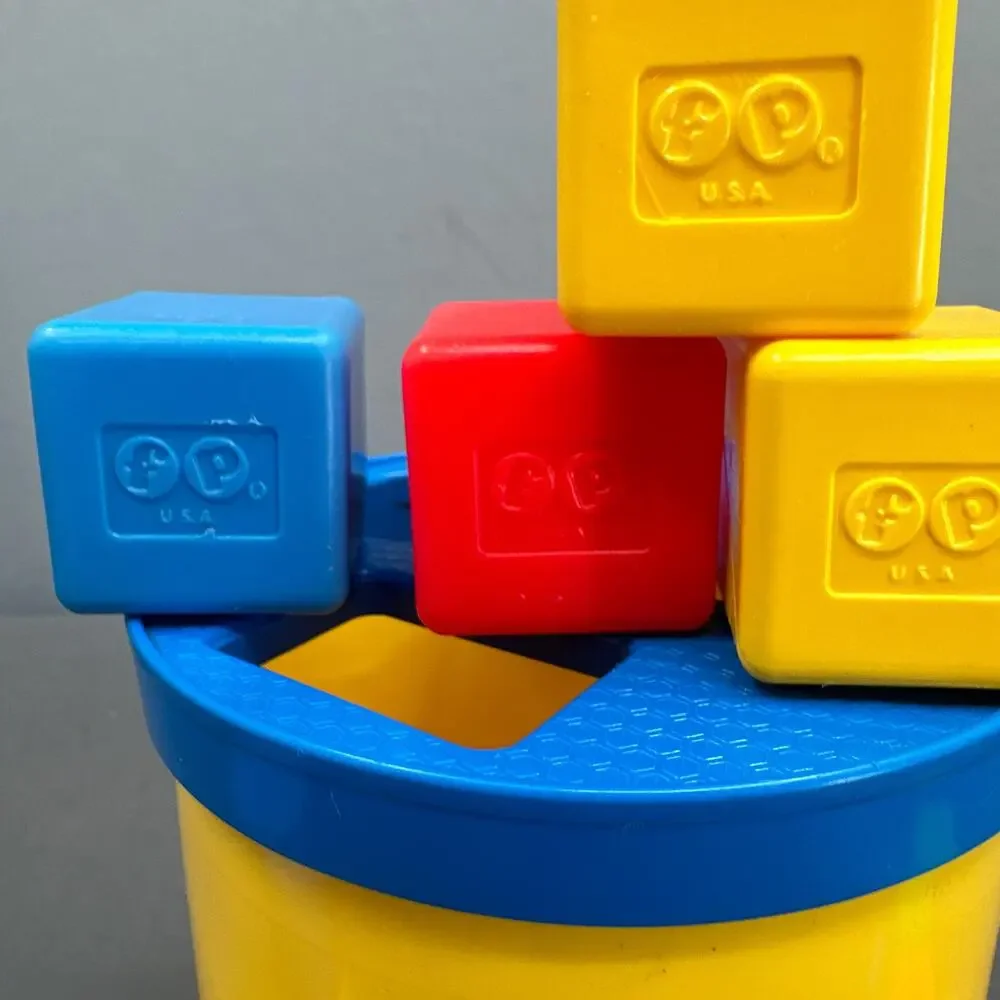 VTG 70s Fisher Price Babys First Blocks Toddler Shape Sorter Toy 13 blocks USA